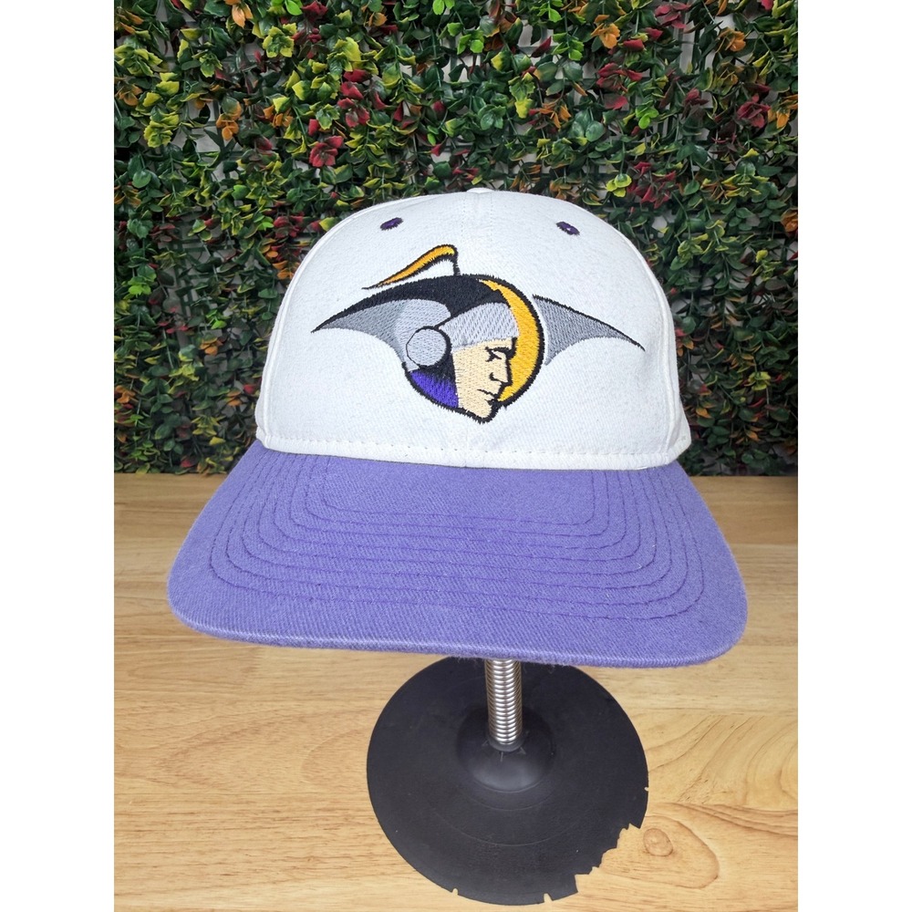 Vintage AJD UMHB Crusaders Snapback Hat White Purple University MaryHardinBaylor